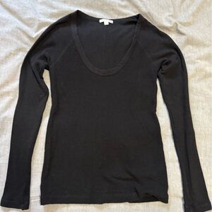 James Perse Black waffle weave Long Sleeve Top size 2 (s/m)